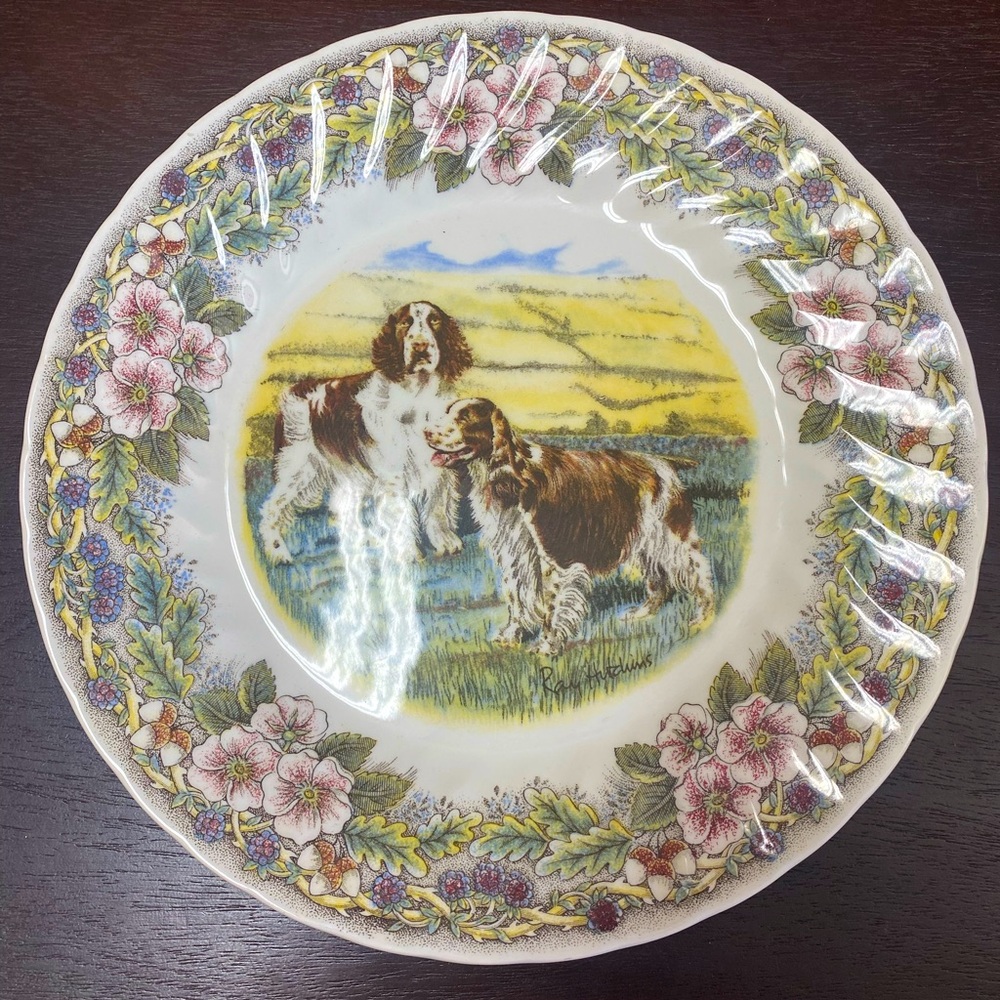 Vintage Hunting Dogs Plate Churchill England signed